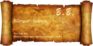 Bürger Bence névjegykártya