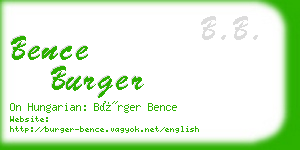 bence burger business card